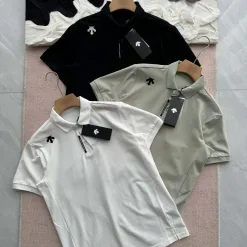 Luxus-Poloshirt Descente, Schwarz, Polyester, Casual Style