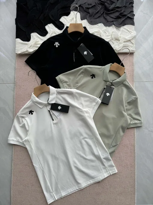 Luxus-Poloshirt Descente, Schwarz, Polyester, Casual Style