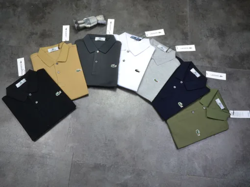 Hochwertiges Lacoste Poloshirt Schwarz Strick Casual Luxury