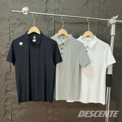 Bestseller Descente Kurzarm-T-Shirts Schwarze Seide Logo Luxus