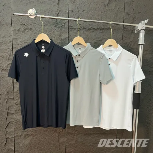 Bestseller Descente Kurzarm-T-Shirts Schwarze Seide Logo Luxus