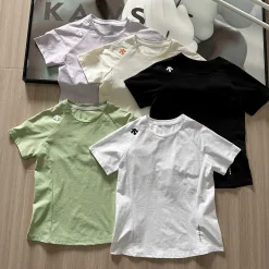 Premium-Qualität Descente Kurzarm Schwarz Baumwolle Logo-Stil