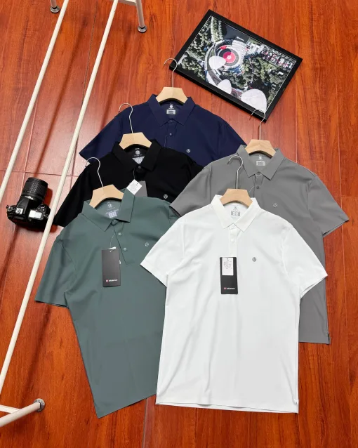 Hochwertiges Lululemon Kurzarm-Shirt aus schwarzer Baumwolle, lässiger Luxus
