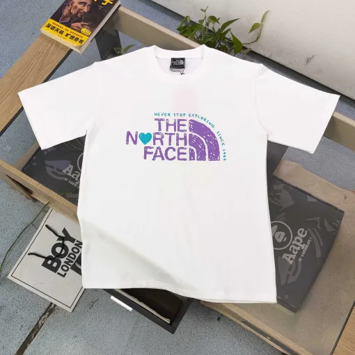 Luxus The North Face Kurzarm Schwarz Baumwolle Logo Stil