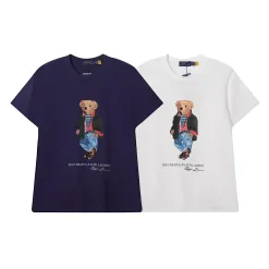 Premium Ralph Lauren Kurzarm-Freizeitkollektion aus weißer Baumwolle