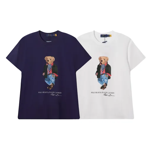 Premium Ralph Lauren Kurzarm-Freizeitkollektion aus weißer Baumwolle