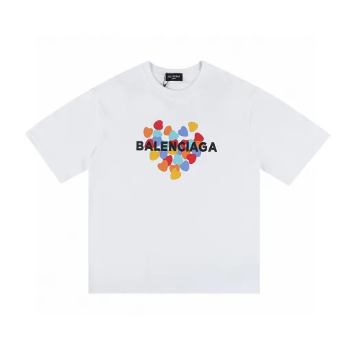 Luxus Balenciaga Kurzarm Schwarz Baumwolle Logo Stil