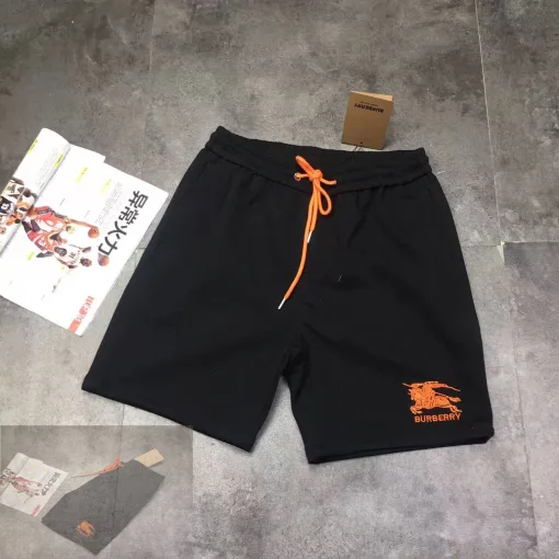 Burberry Shorts in Premiumqualität, schwarzer Baumwoll-Stickerei-Stil