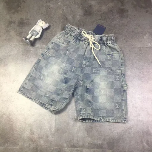 Premium Louis Vuitton Shorts Grau Denim Washed Luxury