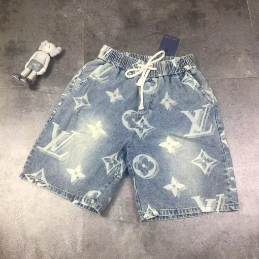 Premium Louis Vuitton Shorts Grau Denim Washed Kollektion