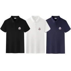 Hochwertige Moncler Kurzarm-Logo-Kollektion aus schwarzer Baumwolle