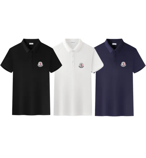 Hochwertige Moncler Kurzarm-Logo-Kollektion aus schwarzer Baumwolle