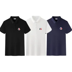 Luxus-Kurzarm-Logo-Kollektion aus schwarzer Baumwolle von Moncler