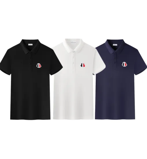 Luxus-Kurzarm-Logo-Kollektion aus schwarzer Baumwolle von Moncler