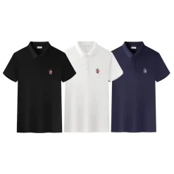 Premium Moncler Kurzarm-Logo-Kollektion aus schwarzer Baumwolle