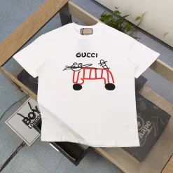 Premium Gucci Kurzarm-Monogramm-Kollektion aus weißer Baumwolle