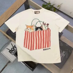 Luxuriöse Gucci Kurzarm-Baumwoll-Logo-Kollektion
