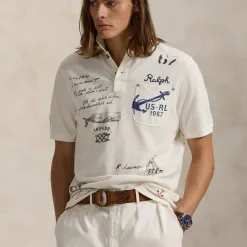 Hochwertige Ralph Lauren T-Shirts im weißen bestickten Stil
