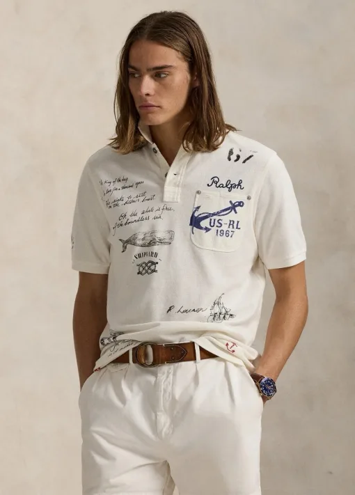Hochwertige Ralph Lauren T-Shirts im weißen bestickten Stil