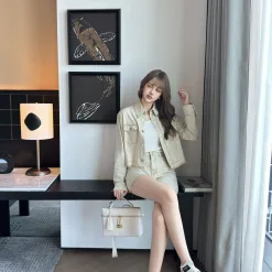 Premium Valentino Hemd Khaki Denim Atmungsaktive Kollektion