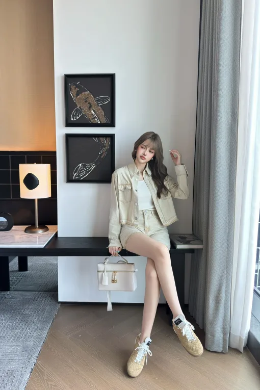 Premium Valentino Hemd Khaki Denim Atmungsaktive Kollektion