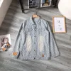 Luxus-Mantel von Louis Vuitton aus der bestickten Kollektion Blue Denim