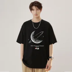 Luxuriöses Fila Kurzarmshirt im schwarzen Baumwollstil