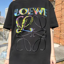 Hochwertiger Loewe Kurzarm Weiß Baumwolle Logo Style