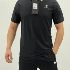 Premium Lululemon Kurzarmshirt aus schwarzer Baumwolle im Casual Style