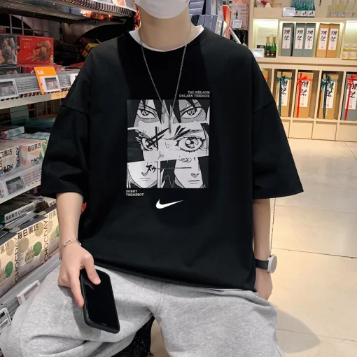 Luxus Nike Kurzarm Schwarz Print Luxus