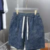 Luxus Louis Vuitton Shorts Gold Denim Bestickt Luxus