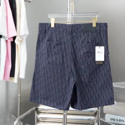 Premium Dior Shorts Navy Leder Jacquard Luxus