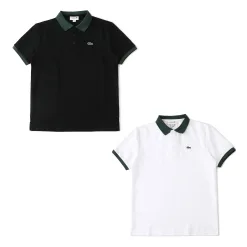 Lacoste Kurzarmshirt in Premiumqualität, schwarzer Baumwolle, klassischer Stil