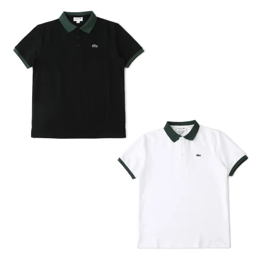Lacoste Kurzarmshirt in Premiumqualität, schwarzer Baumwolle, klassischer Stil