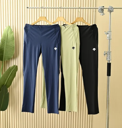 Hochwertige Descente-Hose aus grünem Leinen im Casual-Stil