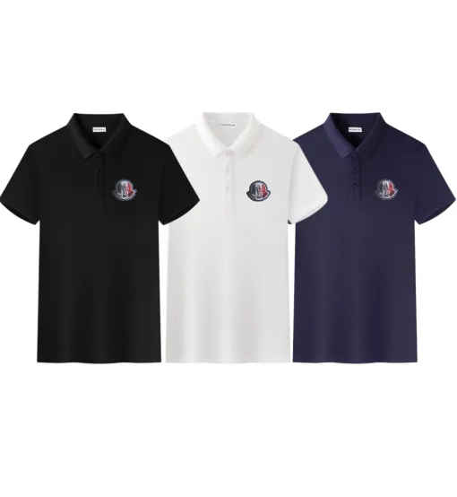 Premium Qualität Moncler Kurzarm Schwarz Baumwolle Logo Luxus
