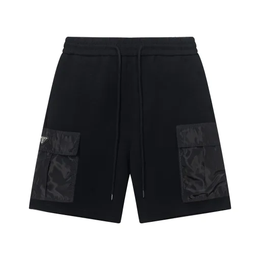 Premium Prada Shorts Schwarzer Baumwoll-Washed-Style