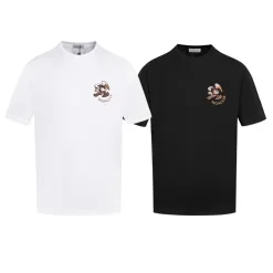 Hochwertiger Moncler Kurzarm-Baumwoll-Print im schwarzen Stil