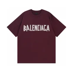 Premium Balenciaga Kurzarm Burgund Baumwolle Classic Luxury
