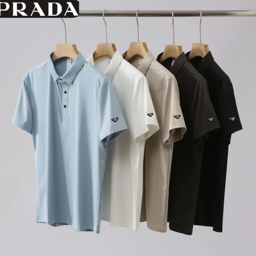 Premium Prada Kurzarmhemden Schwarze Logo-Kollektion