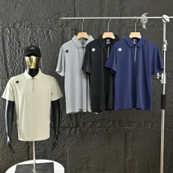 Premium Qualität Descente Kurzarm Schwarz Seide Atmungsaktiv Stil
