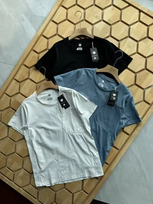 Premium Descente Kurzarm Schwarz Baumwolle Urban Style
