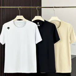 Luxus Descente Kurzarm Schwarz Seide Casual Kollektion