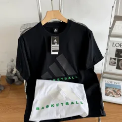 Hochwertige Adidas Kurzarm Schwarz Baumwolle Minimalist Style