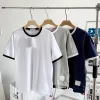 Luxus Thom Browne Kurzarm Weiß Baumwolle Atmungsaktiv Kollektion