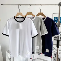 Luxus Thom Browne Kurzarm Weiß Baumwolle Atmungsaktiv Kollektion
