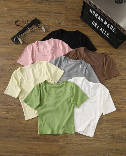 Premium Qualität Lululemon Kurzarm Weiß Casual Style