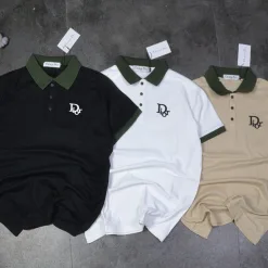 Premium Dior Poloshirt im Print-Stil in Schwarz