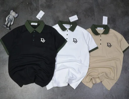 Premium Dior Poloshirt im Print-Stil in Schwarz