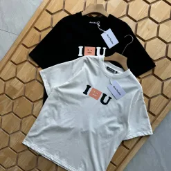 Premium Acne Studios Kurzarm Schwarz Baumwolle Minimalistischer Luxus
